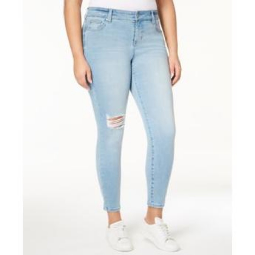 CELEBRITY PINK Plus Blue Ripped Skinny Jeans